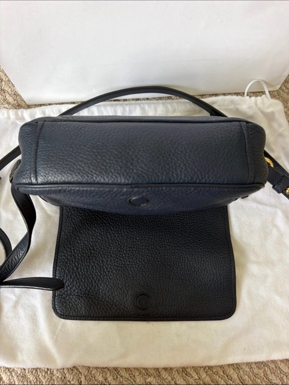 Prada Vitello Phenix flap crossbody, model 1BD163, in “Baltico” blue. - Picture 5 of 14